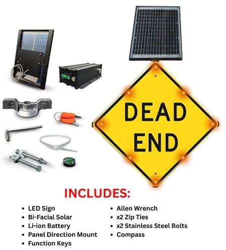 Solar Powered LED DEAD END Sign